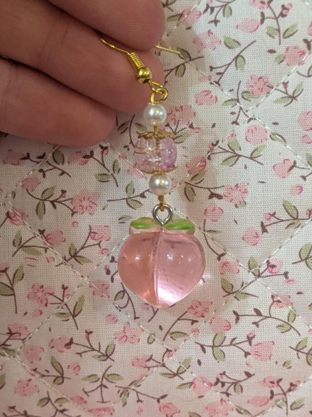 Handmade Pink peach earrings